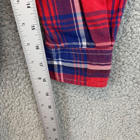 KUHL Button Up Shirt Womens M Red Blue Plaid L/S Thin Flannel Double Pocket - Picture 6 of 15